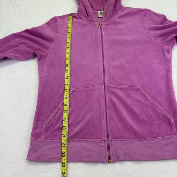 Vintage Y2K Juicy Couture Pink Velour Full Zip Hoodie Track Jacket Back Hit XL - Picture 9 of 12